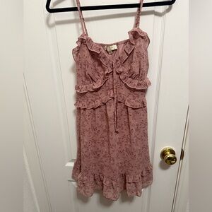 Elegant Pink Floral Mini Dress